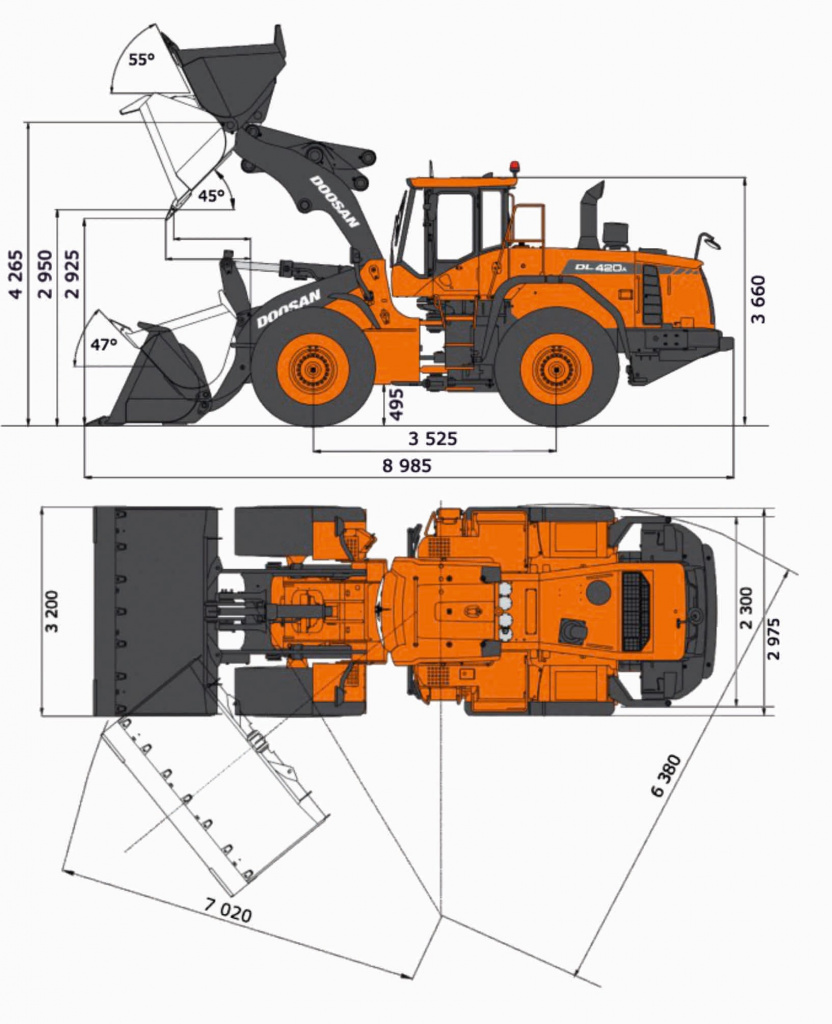 Схема Фронтальный погрузчик Develon (Doosan) DL420A-7M